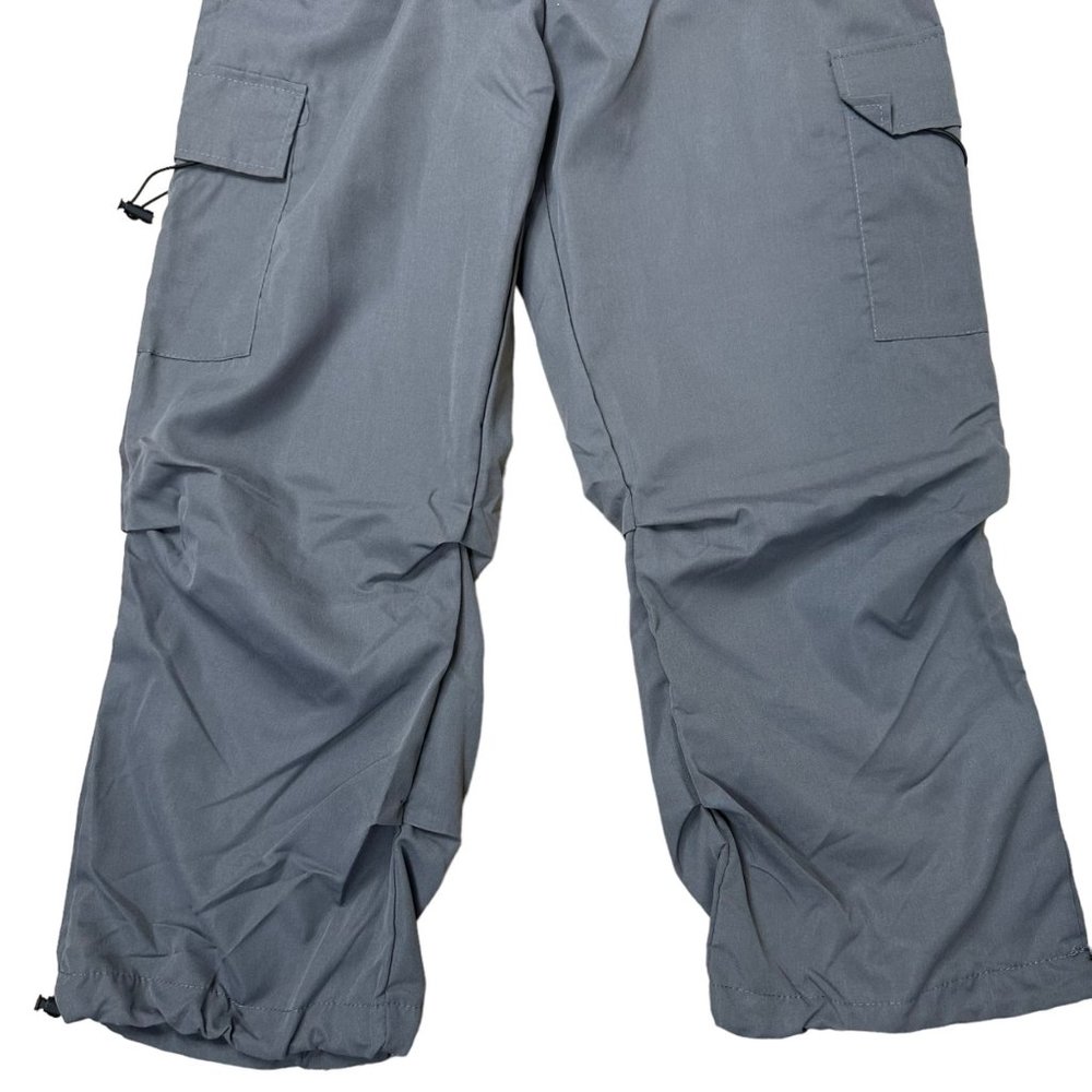 Women Cargo Pants Capris Y2K Medium M Gray Elastic Waist High Rise Drawstring - Picture 8 of 12